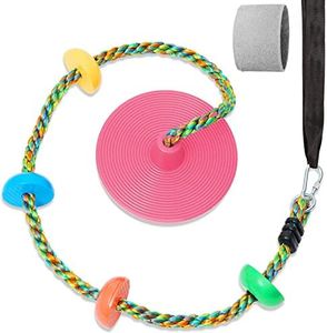 Fentin Tree Swing Sets for Backyard Pink Rope Disc Swing Saucer 6 7 8 9 Year Old Boys Girls Birthday Games for Kids Outdoor Indoor Swing Set Accessories(RS-001Pink)