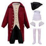 BPURB Kids Colonial Costume 18th Century Colonial America Costume Boys Baroque Rococo Aristocrat Costume Deluxe Halloween Costume