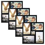 Malden International Designs Puzzle Collage Picture Frame, 4 Option, 4-4x6, 4 Pack, Black