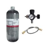 TUXING 4500psi Carbon Fiber Air Tank 2L (Empty Bottle)& Pcp Paintball Filling Station with Pressure Gauge Valve,Scuba Tank,Pcp Tank with Regulator Gauge for PCP Game