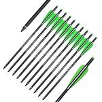 ELONG 12 Pcs Carbon Crossbow Bolts 20 Inch Hunting Archery Arrows with 100 Grain Replacement Arrow Tips Tip