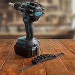 Navaris Bit Holder Strap - Hassle-Free Adhesive-Free Impact Drill Bit Holder - Drill Bit Organiser Holds Up to 8 Drill Bits - Drill Add On Holster Strap - 1 pc 10x7.5cm (3.9x3)