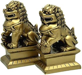 Betterdecor Feng Shui Foo Fu Dogs Imperial Guardian Lion Statues Home Office Decor to Ward Off Negative Energy(Wth Gift Bag)