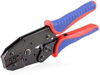 HKS Crimping Tool For Non-Insulated Open Barrel Terminals & Receptacles - Ratcheting Wire Crimpers - AWG 20-10 (0.5-6mm²) U-Shaped- Ratchet Terminal Crimper - Electrical Crimping Tool