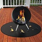 RUNZI 32" Under Grill Mat for Outdoor Grill,Double-Sided Fireproof Mat for Under fire Pit, Oil-Proof & Waterproof BBQ Protector for Decks and Patios