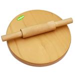 baybee wooden roti roller/rolling pin board for kids chapati maker for toddlers 3 years old and up, fun chakla belan toy set for kids boys & girls toys | activities toy for age 5+ years old kid-Beige