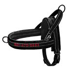 Didog Personalized Embroidered Dog Harness with Pet Name & Phone Number,Soft Flannel Padded Dog Vest Harness, Escape Proof/Quick Fit Reflective Dog Strap Harness,Easy for Walking Training,Black