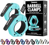 DMoose Barbell Clips (Pair) - Quick Release Olympic Barbell Clamps with Anti Slip TPR Grip, 2" Barbell Collars for Secure Weightlifting & Powerlifting (Cyan - Magnetic)