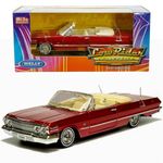 Welly Diecast 1963 Chevy Impala SS Convertible Red Metallic Low Rider Collection 1/24 Diecast Model Car by Welly 22434 LRW