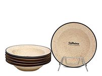Caffeine Ceramic Handmade Stoneware Off White Round Soup Plate/Pasta Plate/Macaroni Plate/Maggie Plate 9" (Set of 6 Dishwasher & Microwave Safe)