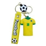 Buko Lifestyle Silicone Football National Team Jersey Pendant Novelty Stainless Steel Key Chain Cute Anti Rust Keyring, Best For Gifting (Brazil - Neymar)