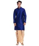 MAG Men's Royal Blue Kurta Golden Dhoti For Men (RG-1134-40)