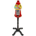 Gumball Bubble Machine - 15 Inch Candy Dispenser with Stand for 0.62 Inch - Heavy Duty Red Metal with Large Glass Bowl - Easy Twist-Off Refill - Free or Coin Operated - by The Candery