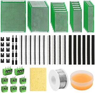 Tnisesm PCB Board Prototype Kits, Circuit Solder Double Side Board with 40 Pin 2.54 mm Male to Female Headers Connector, 2P&3P Screw Terminal Block, Solder Flux, Solder Wire for Electronic Projects