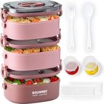 GLCSC Bento Box Lunch Box, Stackable 3 Layers Containers, Portable 2.10L Large Capacity Bento Box, Microwave Safe Lunch Box for Adults for Work Camping (Pink)