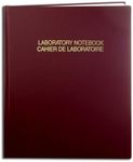 BookFactory® Burgundy English / French Lab Notebook, 96 Pages, Burgundy Cover, Hardbound, 22.5cm x 28.6cm With Scientific Ruled Pages Format (LIRPE-096-LLR-EF-A-LMT19)