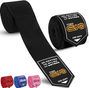 EVO Fitness Bandages Boxing Hand Wraps Elasticated 3.5 Meter MMA Martial Arts Inner Gloves Mitts Protector Muay Thai Kick Boxing (All Black)