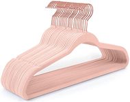 Evolluxi Velvet Non-Slip Felt Hangers With Rose Gold Hook, Space Saving Clothes Hangers Flocked Hangers For Coats, Sweaters, Jackets, Pants & Dress Clothes (Pink, 50), 1 Count