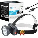 TechPride Rechargeable LED Head Torch Model: Falcon, Head Light Upto 1km Range with 1200 mAh Lithium-ion Battery, for Farmers, Fishing, Camping, Caving, Hiking, Trekking, Cycling, Running etc