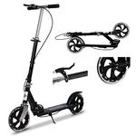 Kick Scooter for Adults, Foldable Adult Scooter Adjustable Handlebar Push Scooter with Kickstand, Dual Brake System 200mm Wheels ABEC-7 Bearings for Boys Girls Adults Teens Ages 8 9 10 11 12+ Gift