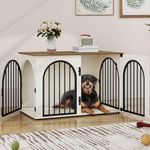 Hzuaneri 100 cm Wooden Dog Crate Furniture, Indoor Dog Kennel Dogs Cage for Small/Medium/Large Dogs, Heavy Duty Dog Crates Decorative Pet House End Side Table TV Stand, White Brown DFC84114B