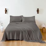 THXSILK 100% Silk Sheet Set, 7A+ Silk Sheet Set Soft Breathable, Luxury Bedding (1 Flat Sheet, 1 Fitted Sheet, 2 Pillow Shams) Queen, Charcoal