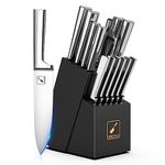 Knife Set - imarku 15PCS Kitchen Knife Set Japenese High Carbon Stainless Steel Knives Set for Kitchen, Dishwasher Safe Ulltra Sharp Professional Chef Well Balance Knife Block Set, Black