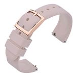 ANNEFIT Silicone Watch Straps, Quick Release Rubber Sport Band 18mm with Classic Rose Gold Clasp (Light Pink)