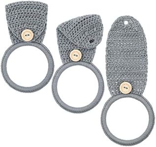 Tatuo 3 Pieces Crochet Dish Towel Holder Hanging Hand Towels Ring Towel Holder for Kitchen Towels with Loop Bathroom Towel Hanger for Housewarming (Gray)