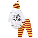 i-Auto Time Snuggle This Muggle Baby Boys Girls Romper Pants Hat Outfit Set Clothes(Long Sleeve,0-6 Months)