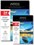 ARTIOS Mixed Media Cartridge Paper Combo - A4 (24 Sheets) + A5 (24 Sheets) 240 GSM Drawing Sheets for Artists, Ideal for Charcoal, Graphite, Acrylic, Watercolor, Gouache, Ink