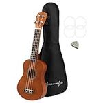 World Rhythm Soprano Ukulele - Beginner Soprano Uke in Natural Finish with Gig Bag, Spare Ukulele Strings & Felt Pick