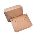 Disposable Kraft Paper Food Container Takeaway Boxes (Pack of 50) - To go containers for hot and cold food/lunch food market boxes - 17.2 x 14 x 6.5cm -1400ml