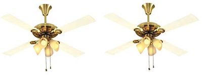 Usha Fontana Lotus 1230mm Ceiling Fan with Decorative Lights (Gold Ivory) Pack of 2