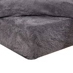 Brentfords Teddy Fleece Fitted Bed Sheet Plain Thermal Warm Soft Luxury Bedding, Charcoal Grey - Single