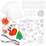 Mocoosy 148 Pcs Heat Shrink Plastic Sheets for Shrinky Dink Kits for Kids, Shrinky Paper Art Films Clear Sanded Shrink Sheets Include Blank Shrink Papers with Keychain Accessories for Creative Craft