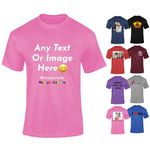 Varsany Pink Personalised Women T-Shirts UK - Customise With Any Text And Photo, Long-Lasting Print Small