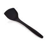 Silicone Wok Spatula, Upgrade Nonstick Turner Spatula Heat Resistant Solid Silicone Stir Fry Turner for Non Stick Cookware (Black)