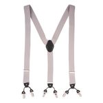 The Tie Hub Solid Y Back Clip On Suspender For Men (Grey with Black)