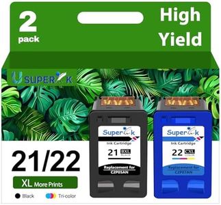 21XL 22XL Ink Cartridge Combo Pack Remanufactured for HP 21 22 21 XL 22 XL Compatible with DeskJet F4180 F2110 D1560 Officejet 4315 J3680 4315Y FAX 1250 3180 Printer (Black Tri-Color,2 Pack)