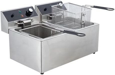 GarveeHome Gravee Commercial Deep Fryer - 12L x 2 Dual Tank, 24L Oil Capacity, 3600W, 110V, with 2 Frying Baskets for Restaurant