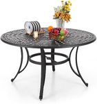 PHI VILLA Round Patio Dining Tables for 6 Person, Outdoor Aluminum Table 54" Dia with 2.1" Umbrella Hole, Lawn Garden Tables for All Weather