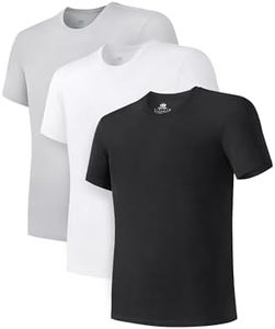 DAVID ARCHY Men's Undershirt Bamboo Rayon Moisture-Wicking T-Shirts Stretch Crewneck Tees for Men, 3-Pack (XL, Black/White/Light Gray)