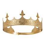 SWEETV Antique Gold King Crown for Men - Men's Crown for Prom Party, Royal Medieval Men Tiara Crown Costume Accessories