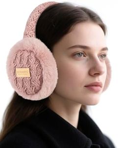 KEYJOYS Ear Muffs for Winter Women Cold Weather, Adjustable Fluffy Folding Earmuffs, Cute Foldable Outdoor Ear Warmers Winter Accessories Ear Covers for Girls(Pink)