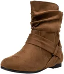 Vepose Women's 939A Suede Fashion Slouch Boots Ankle Booties,Brown,Size 9.5M US-with Zipper(CJY939A Brown 09.5)