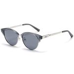 DUCO Retro Polarized Sunglasses for Women Semi Rimless Sun Glasses for Small Face Vintage Half Frame Shades 1221 (Transparent Grey Frame Grey Lens)