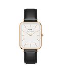 Daniel Wellington Leather Quadro 29X36.5 White Dial Analogue Women Watch, Black Band