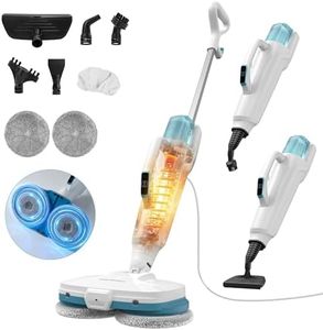 Aspiron Steam Mop, 10-in-1 Steam Mop and Handheld Steamer, 15s Heat-Up, Self-Rotating Scrub Pads, 2 Steam Modes with Spray,500ML Removable Tank,LED Light,Floor Steamer for Hardwood,Tile, Carpet,Car