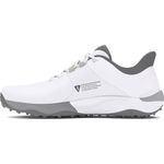 Under Armour Men's Drive Pro Spikeless Wide Golf Shoe, (100) White/White/Metallic Gun Metal, 12 Wide